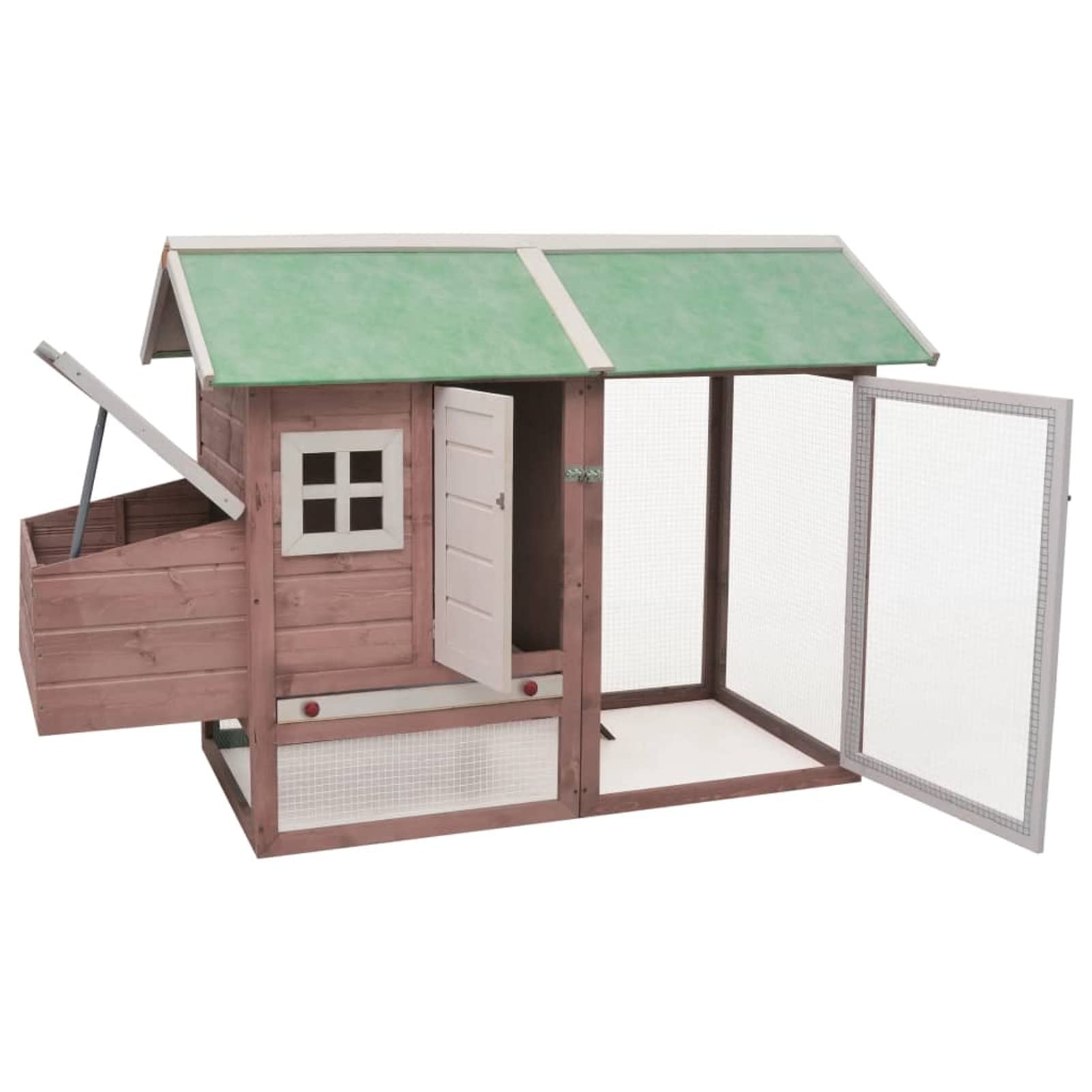 Homgoday Jaula para pollo, 170 x 81 x 110 cm, madera maciza de pino y abeto, gallinero y corral, gallinero, jaula de aves de corral para gallinas, patos, conejos, perros, jaula de aves de corral