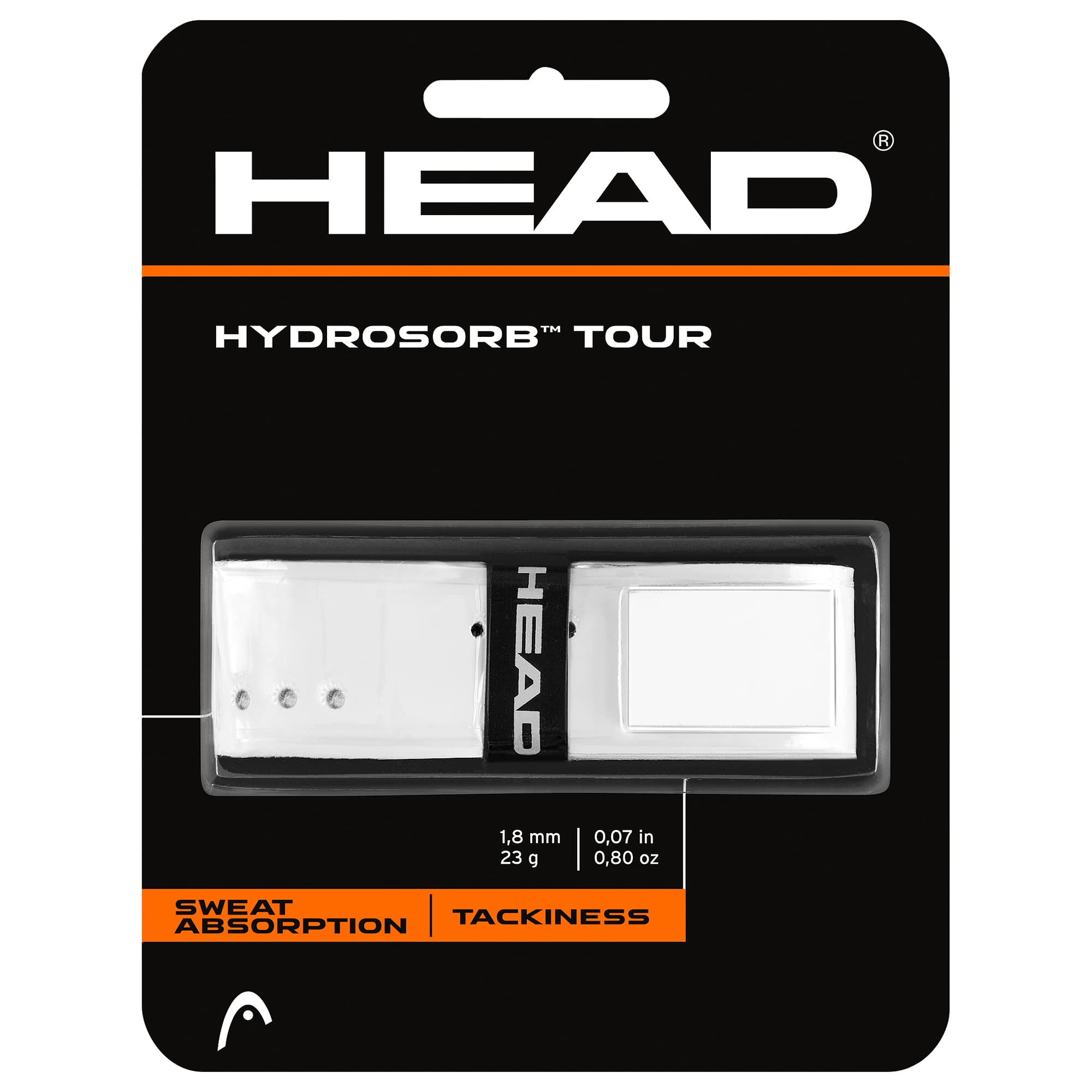 Head Hydrosorb Tour Replacement Grips White, Box of 6 Grips/White/Orange 110