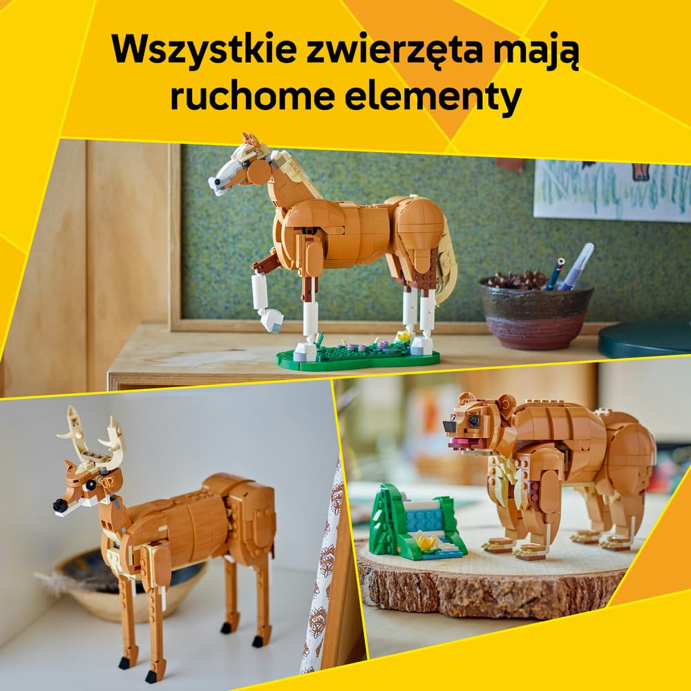 LEGO Creator 3 w 1 Piękny koń 31166 | Zestaw klocków konstrukcyjnych, figurka konia do przebudowy na niedźwiedzia lub jelenia, prezent dla dzieci 9+, 685 elementów