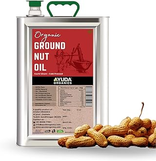 Ayuda Organics Groundnut Oil I Pure, Natural & Organic Peanut Oil I Kachi Ghani Cold Pressed I Virgin, Double Filtered I Moongphali Tel I No GMO I for Healthy Cooking, Skin Glow & Hair Growth (5 Ltr)