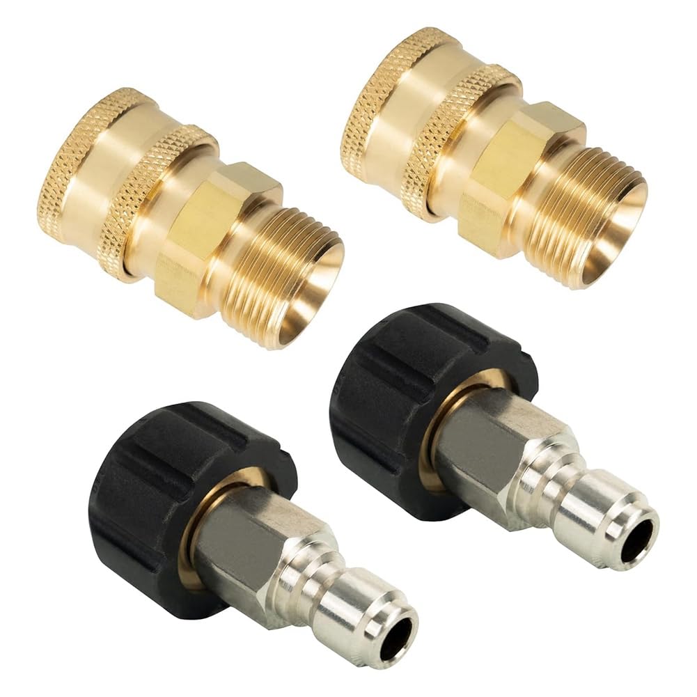 Jnchdghwa Pressure Washer Quick Connect& Disconnect Kit, Metric M22 14mm to 3/8", 5000 PSI
