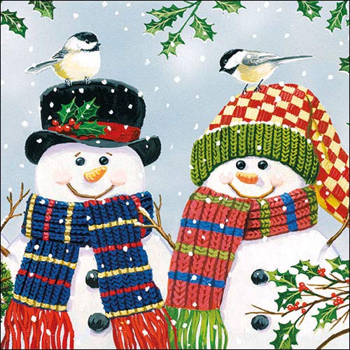 Par de muñecos de nieve – 4 servilletas de papel para decoupage (4 servilletas individuales)