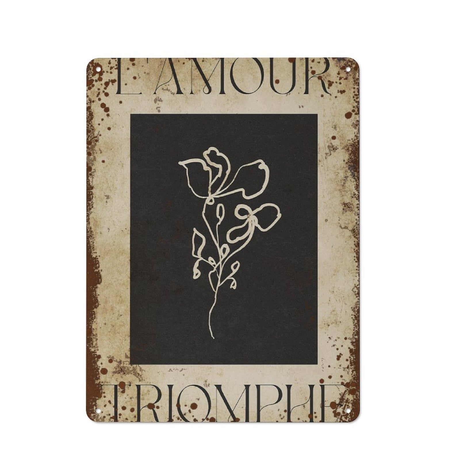 Kwqdozf Style-13 12X16inch L'amour Triomphe, Black Background ,Chic ,French Wall Decor, Funn