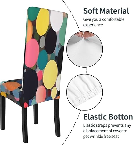 Miniatura 6 de KadUe Pintura abstracta de círculos estiramiento fundas para silla de comedor, universal, extraíble, lavable, antipolvo, protector para silla de