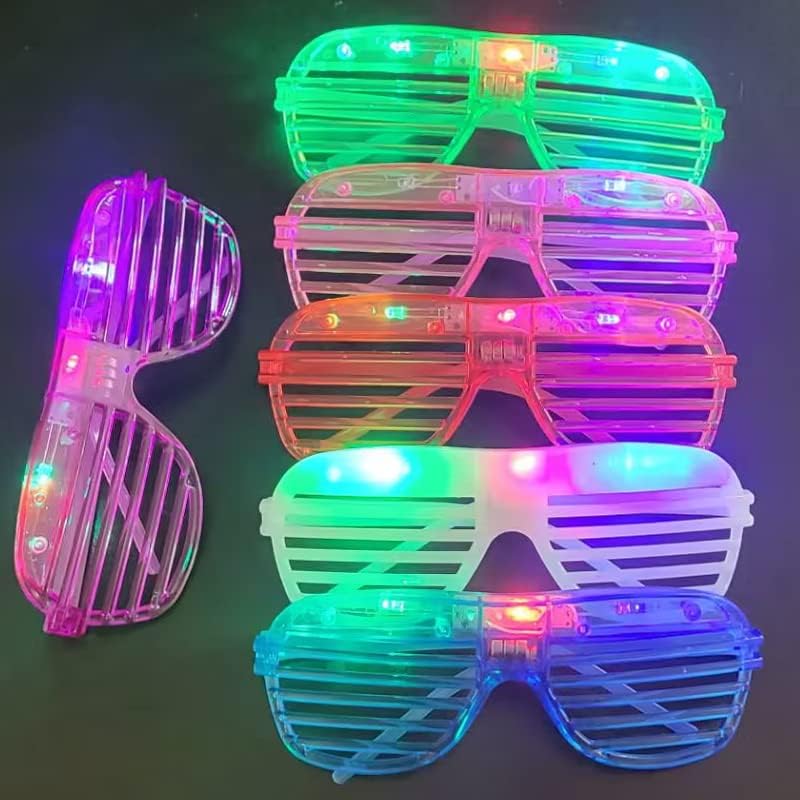 Generic6,12 Pack Light Up Glasses, Led Glasses, Glow In The Dark, Party Supplies, Neon Rave Shutter Shades, Flashing Glasses for Birthday, Halloween, Carnival Party,- 5 Color