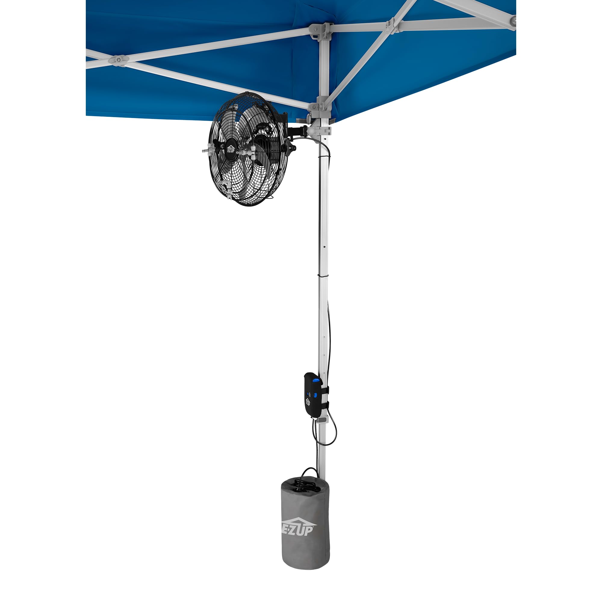 E-Z UP Przenośny wentylator mgiełkowy 35,6 cm, zmniejsza temperaturę o 20° w przestrzeniach do 150 stóp kwadratowych, mechanizm obrotowy o 180°, idealny do użytku na zewnątrz