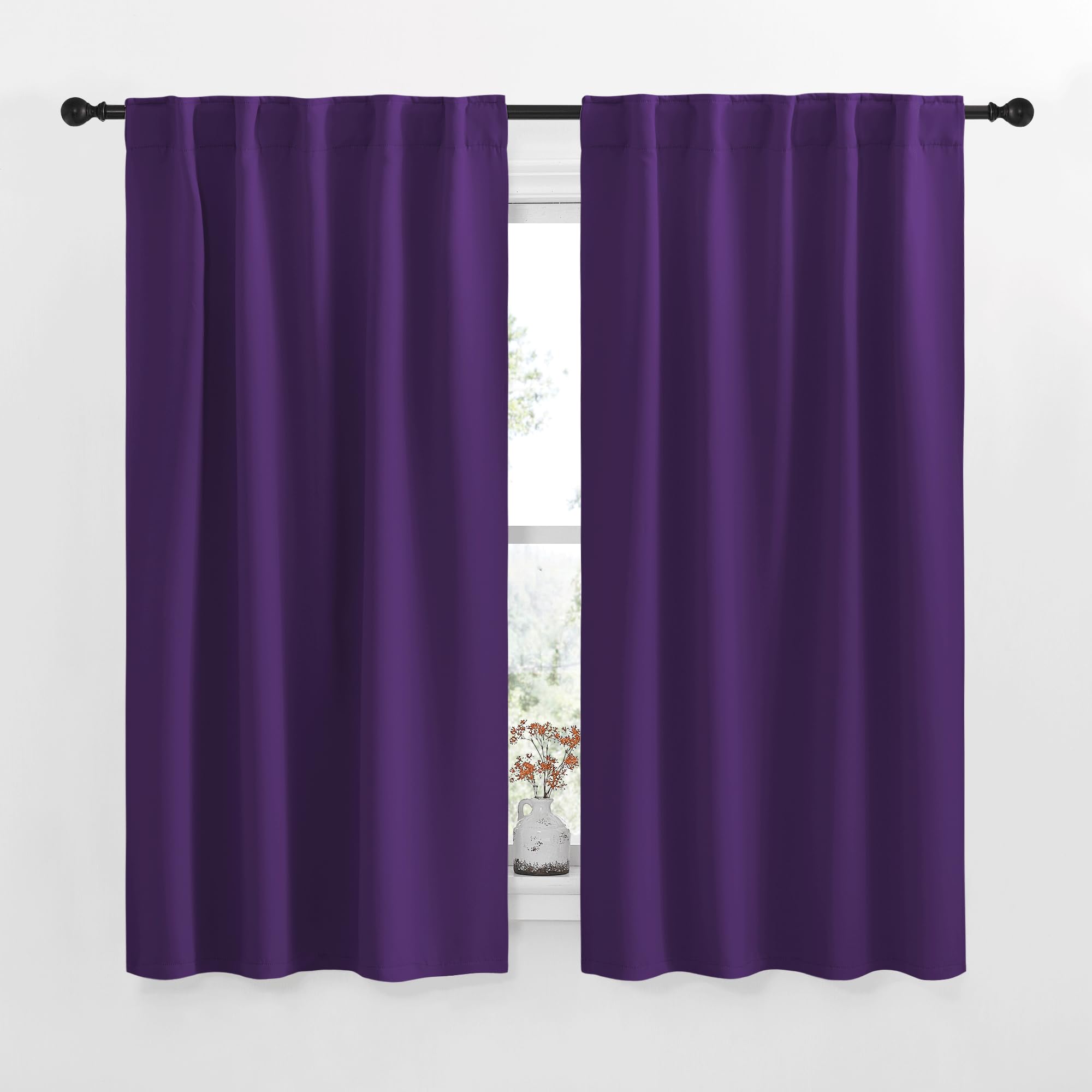 NICETOWN RV Curtains for Camper Windows - (Royal Purple Color) 42x50 Inch, 2 Panels Set, Thermal Insulated Room Darkening Blackout Drapes/Draperies with Rod Pocket &amp; Back Tab for Half Window