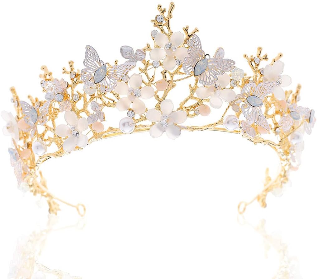 Eyret Tiaras y coronas con diamantes de imitación de mariposa