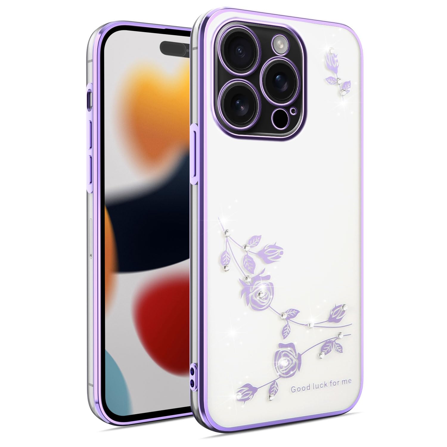 for Samsung Galaxy J7 Prime / On7 2016 Sparkly Floral Pattern Phone Case, Slim Diamond Soft TPU Cover for Girls and Women, Shockproof, Wireless Charging Purple