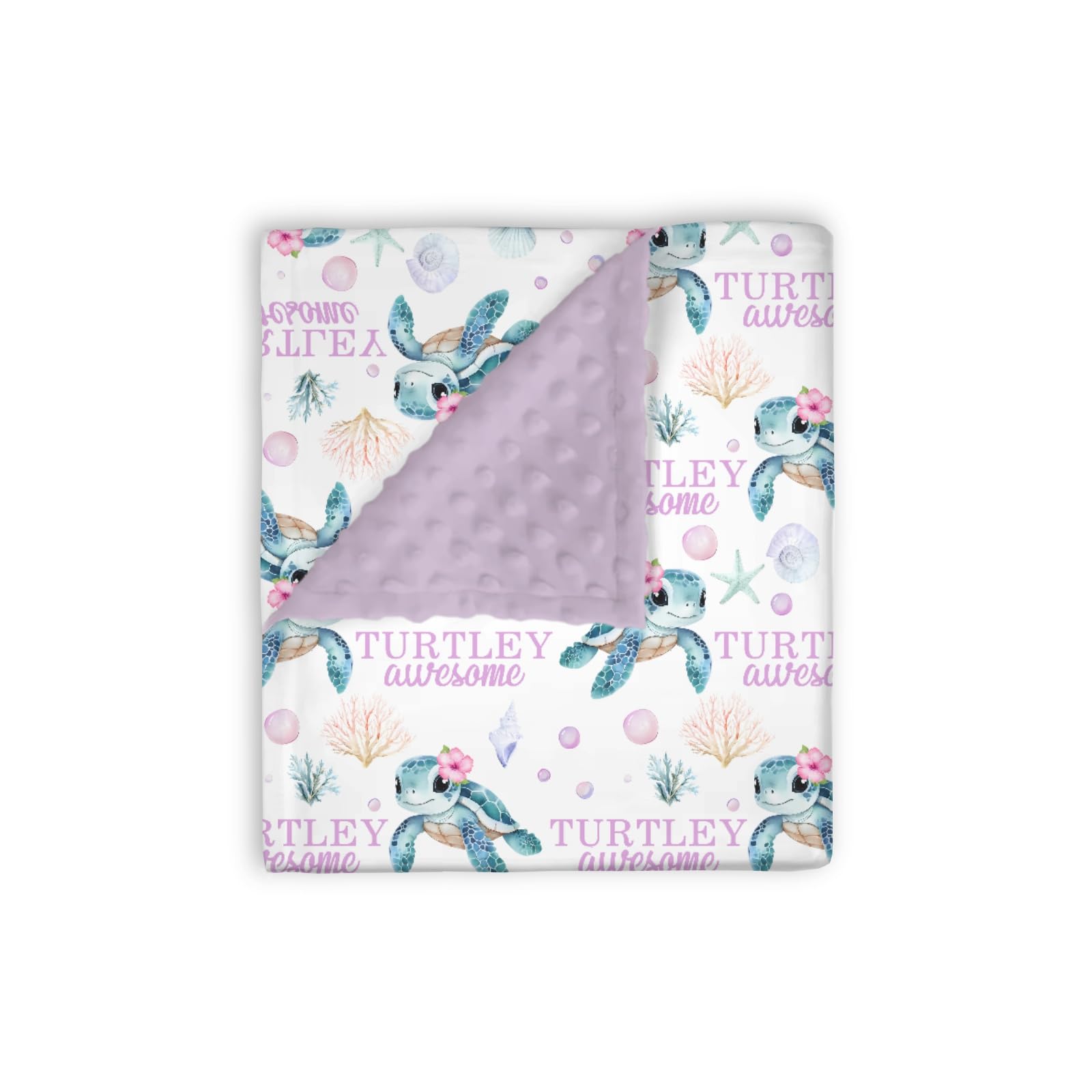 EyMzcod Mink Baby Girl Blanket Purple Under the Sea Turtle Turtley Awesome Ocean Animal Soft Double Layer Dott