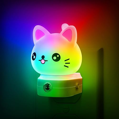 Luces nocturnas de gato enchufables a la pared, bonita luz nocturna para niños, luz nocturna LED RGB de 8 colores, luz nocturna con sensor de Luces nocturnas de gato enchufables a la pared, bonita luz nocturna para niños, luz nocturna LED RGB de 8 colores, luz nocturna con sensor de