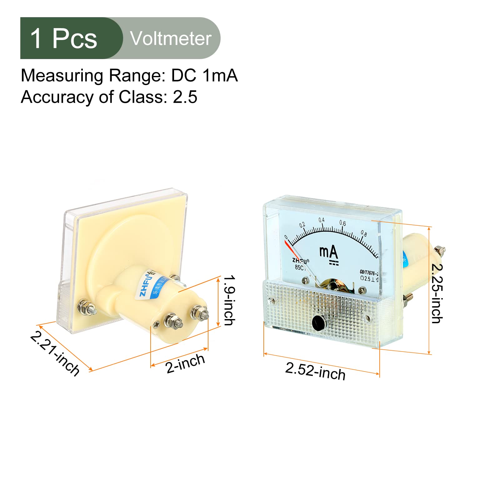 YOKIVE Analog Panel Ammeter, 85C1 Ampere Meter Current Tester, Great for Office Art, Home, Daily Use (DC 0-1mA) - Image 2