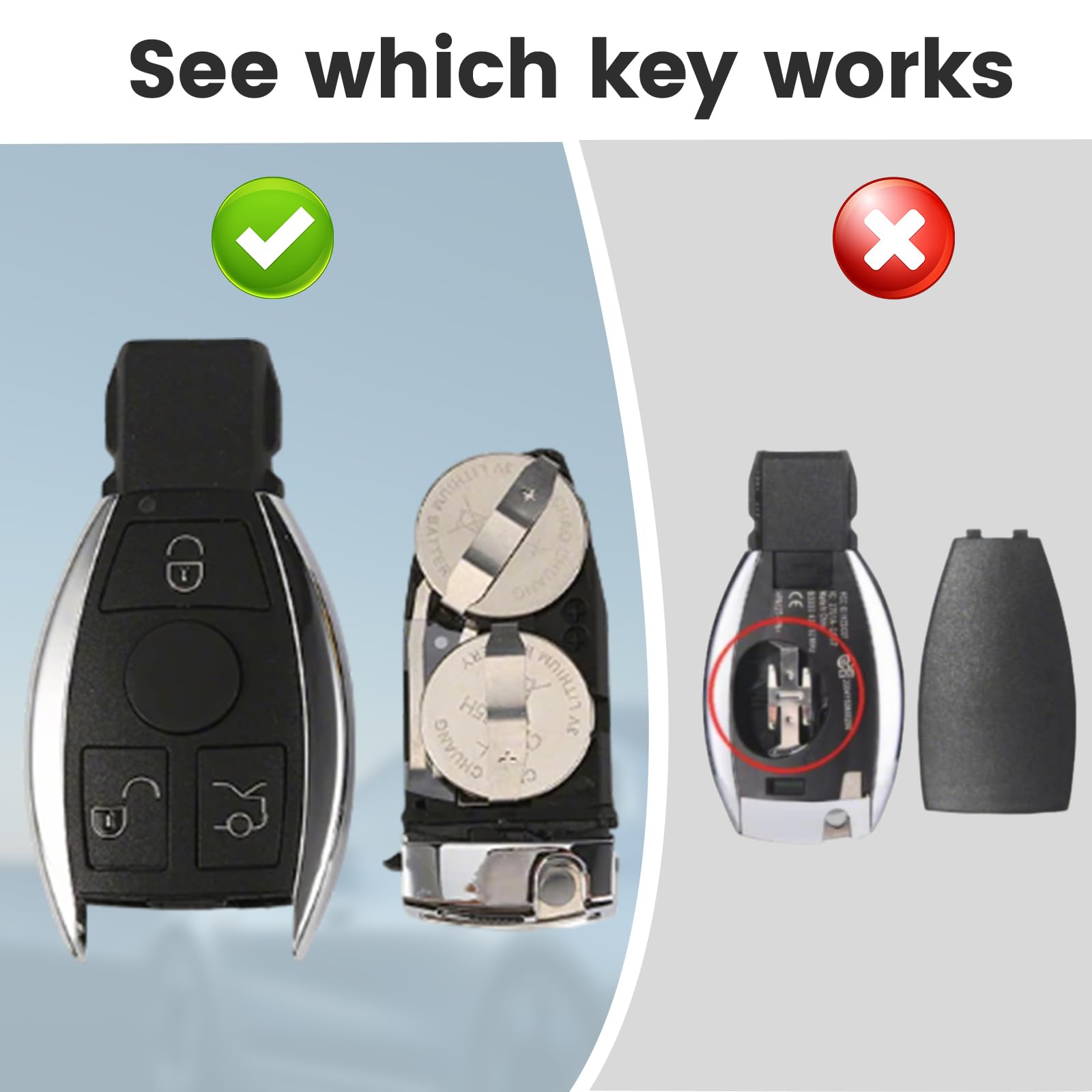 Coque De Remplacement Pour Clé Mercedes ML & SLK (1998-2005) - Boîtier Noir 3+1 Boutons - 7