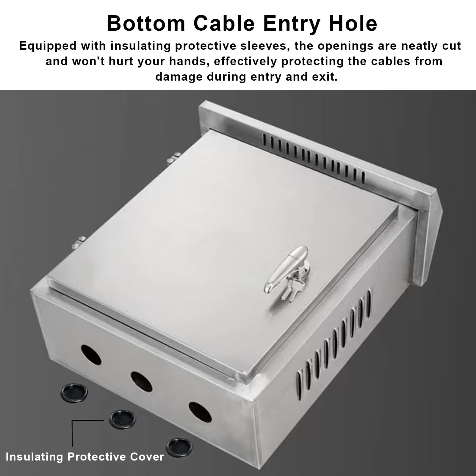 Skrzynka elektryczna ze stali nierdzewnej, odporna na warunki atmosferyczne, obudowa zewnętrzna z płytą montażową i otworami na kable