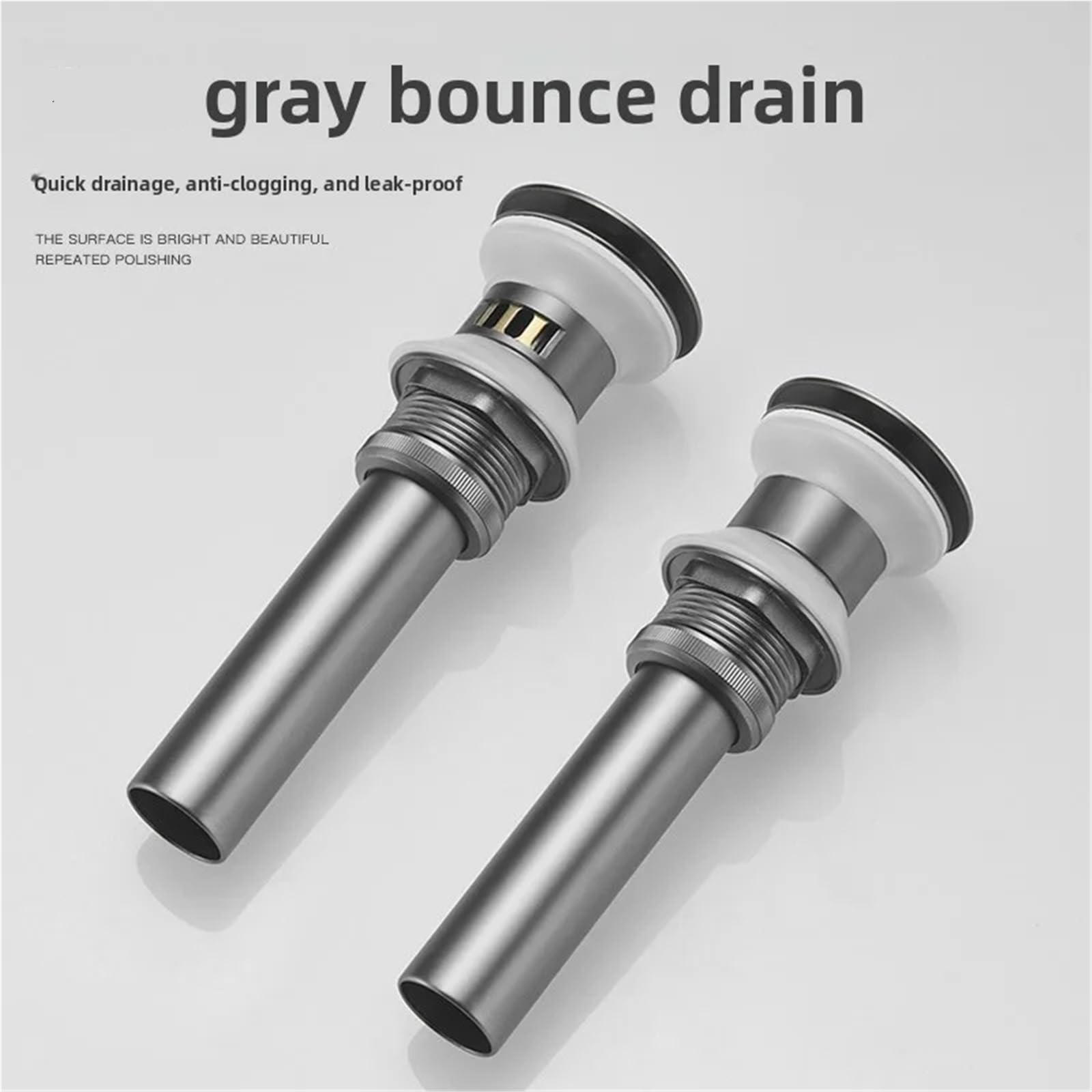 Desagüe automático para Lavabo Kit de reemplazo Drenaje emergente Gris, latón Macizo, Oro Cepillado, Conjunto desbordamiento abatible for Lavabo baño para el hogar