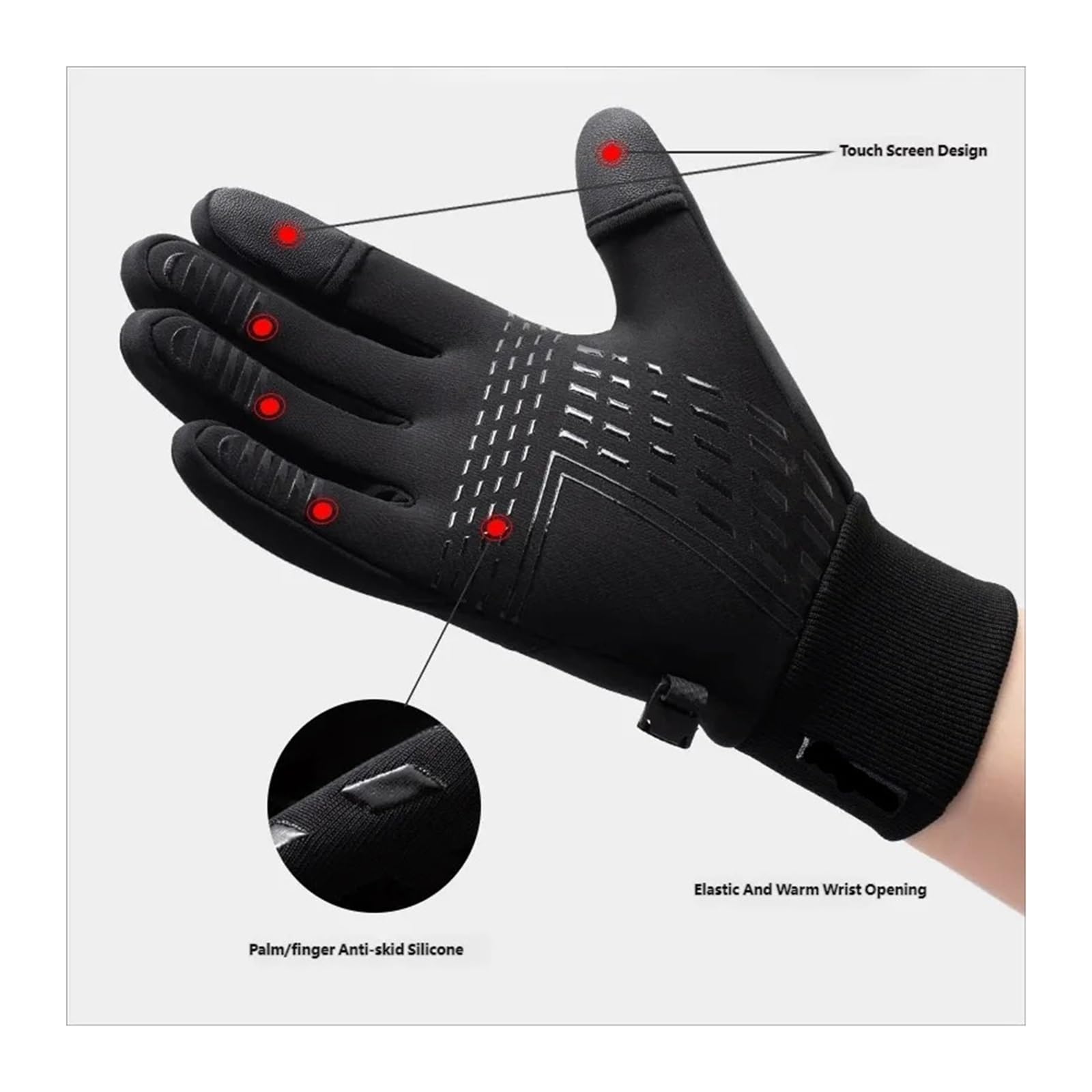 Winter Thermo Vollfinger Fahrradhandschuhe Winddicht Touchscreen Herren Damen Wasserdicht Fahrrad Anti-Rutsch Fahrrad