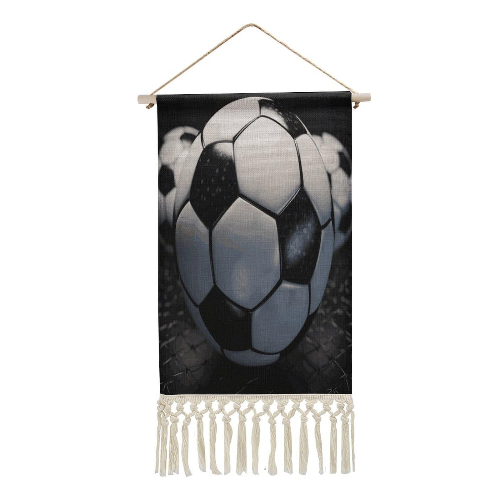 Adfgyerh Style Soccer Ball Tapestry With Tassels Cotton And Linen Hanging Posters, Wall Art For Travel Gift, Wall Tapestry For Office Home Decor Bedroom Living Room Decor
