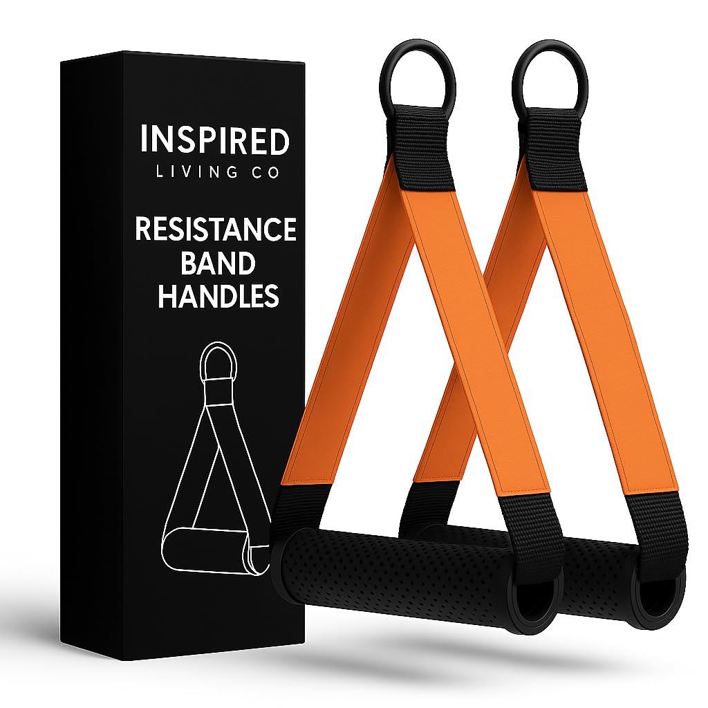 Inspired Living Co. D Handle Cable Attachment (2-Pack) – Heavy-Duty Gym Cable Handles for Cable Machines, Home Gym & Resistance Bands – Non-Slip D