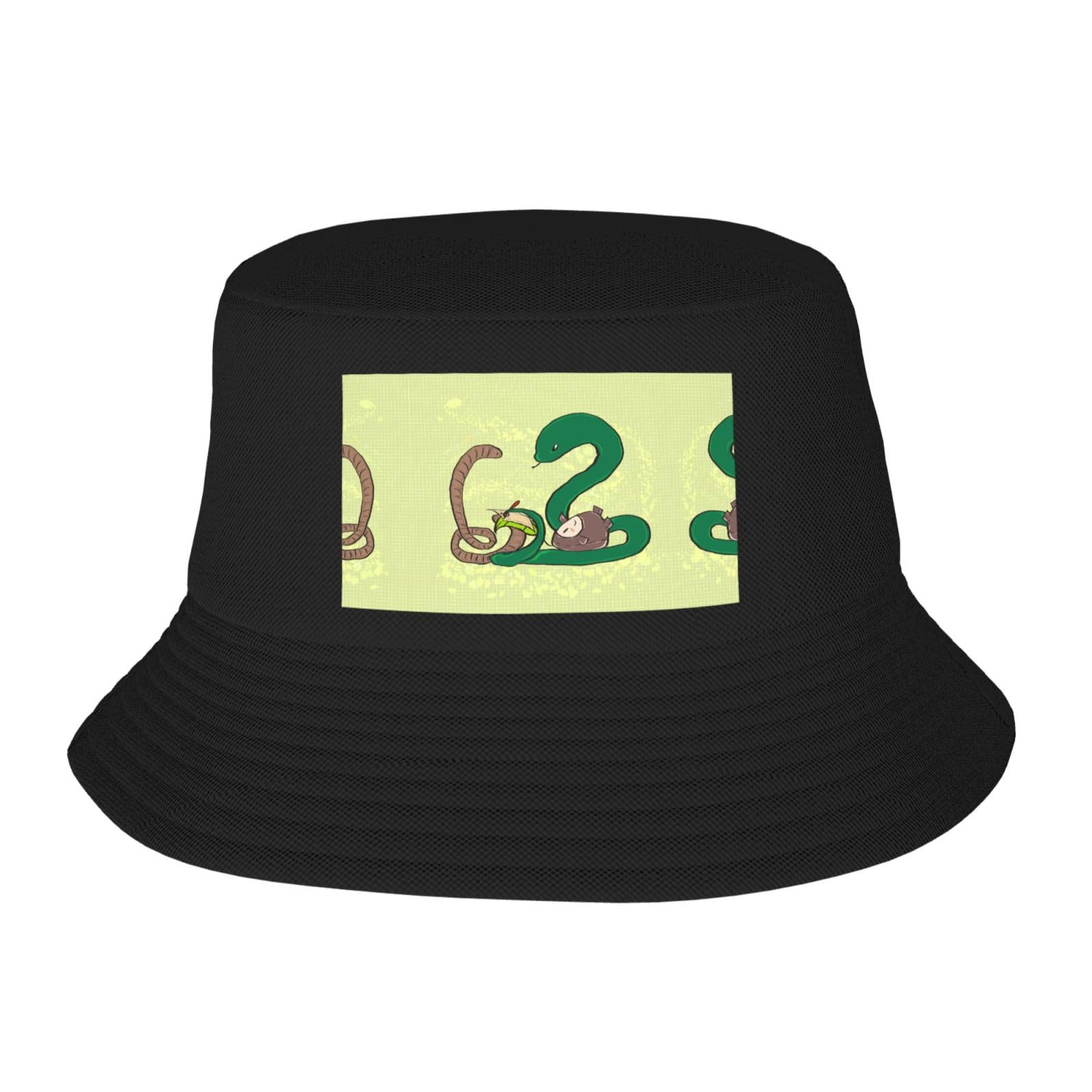Sunflower Seeds Earthworm Snake Adult Bucket Hat - UV Protection, Suitable for Outdoor Fishing Hiking Beach Vacation Black