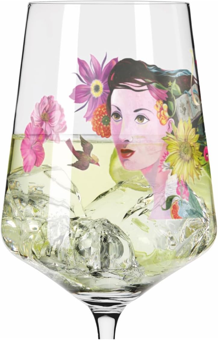 RITZENHOFF 2931007 Aperitif Glass 500 ml - Sommertau Series - Motif No. 7 with NIxe & Flowers - Made in Germany