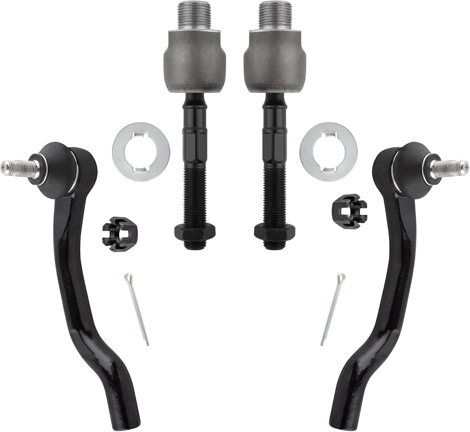 BOXI 4pcs Inner and Outer Tie Rod End Links Fit for Honda Accord 2008 2009 2010 2011 2012 | ES800459 ES800460 EV800461