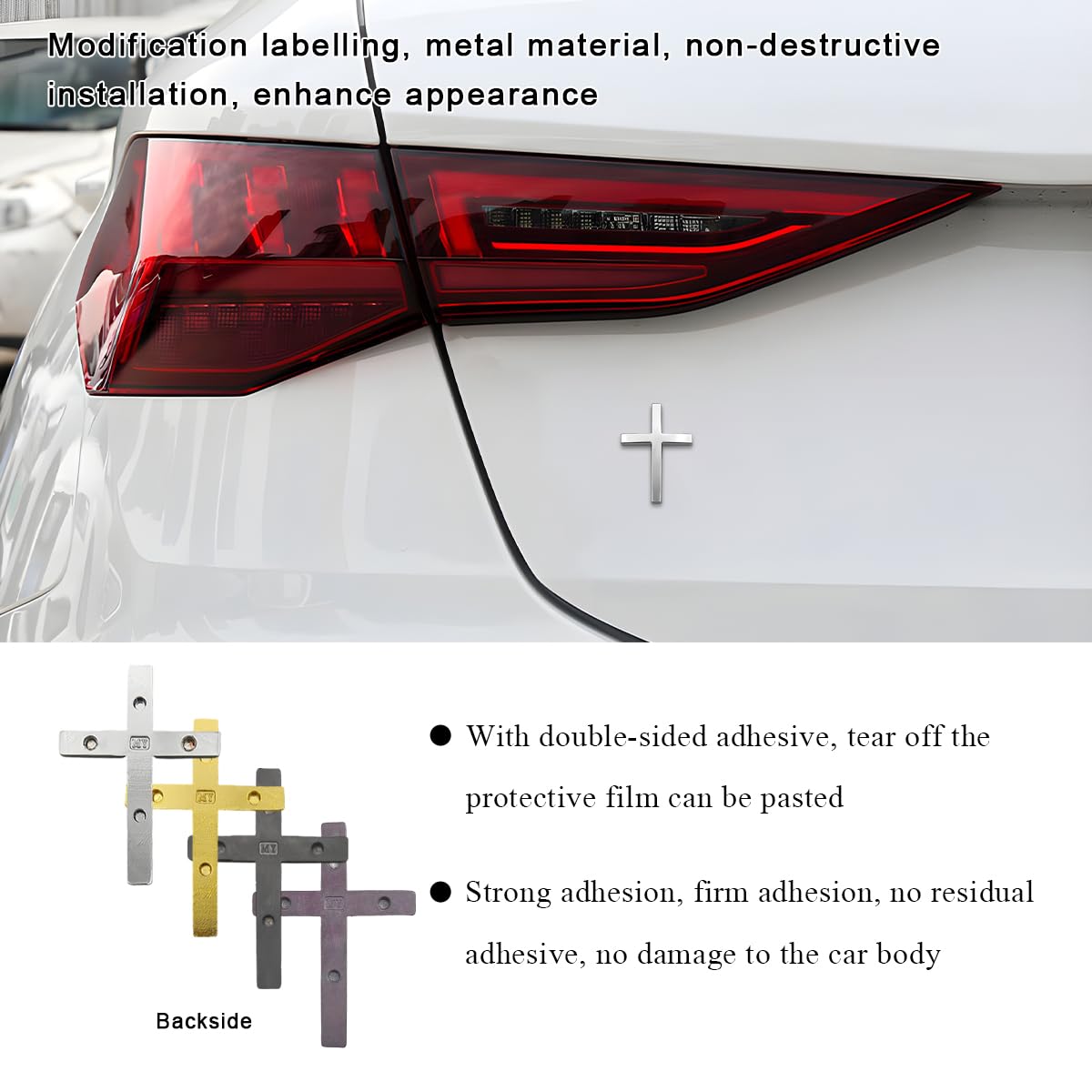 2PCS Metal Jesus Christ Cross Badge Stickers 2 5 1 8 Alloy 3D Individual Car Cross Sticker Self — view 4