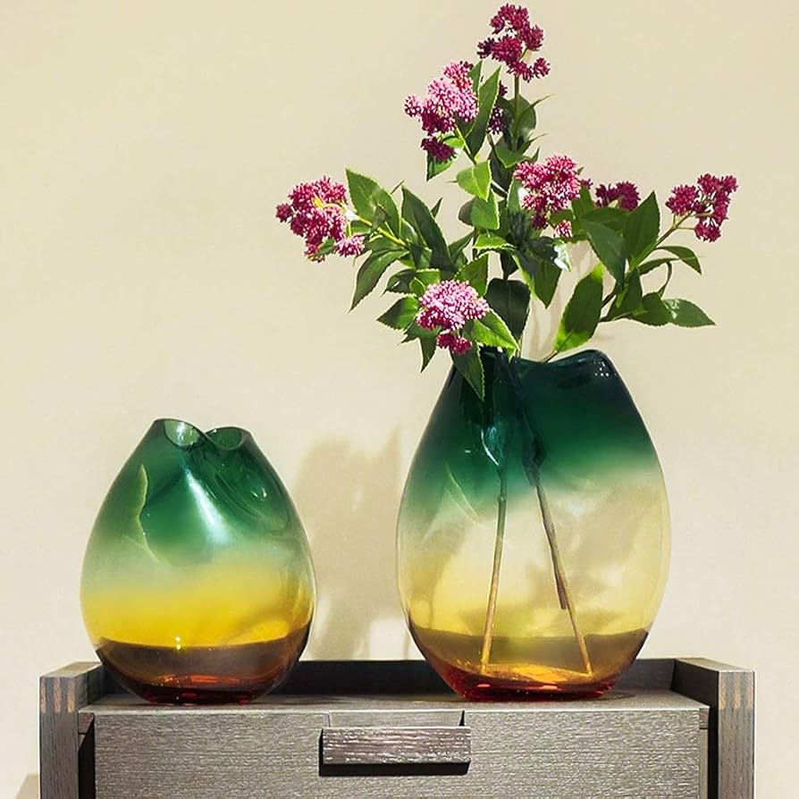 Amazon.co.jp: 花瓶ヴィンテージメタルダークグリーングラデーション