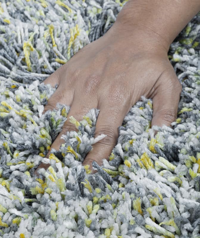 Image of FIASCO Premium Tie Dye Shaggy Carpet Ultra Soft Microfiber | 2 Inches Pile Height Back in Canvas Shaggy Carpet for Living Room | Bedroom | Hall | Guest Room | 8x10 Feet Blue Yellow Mix