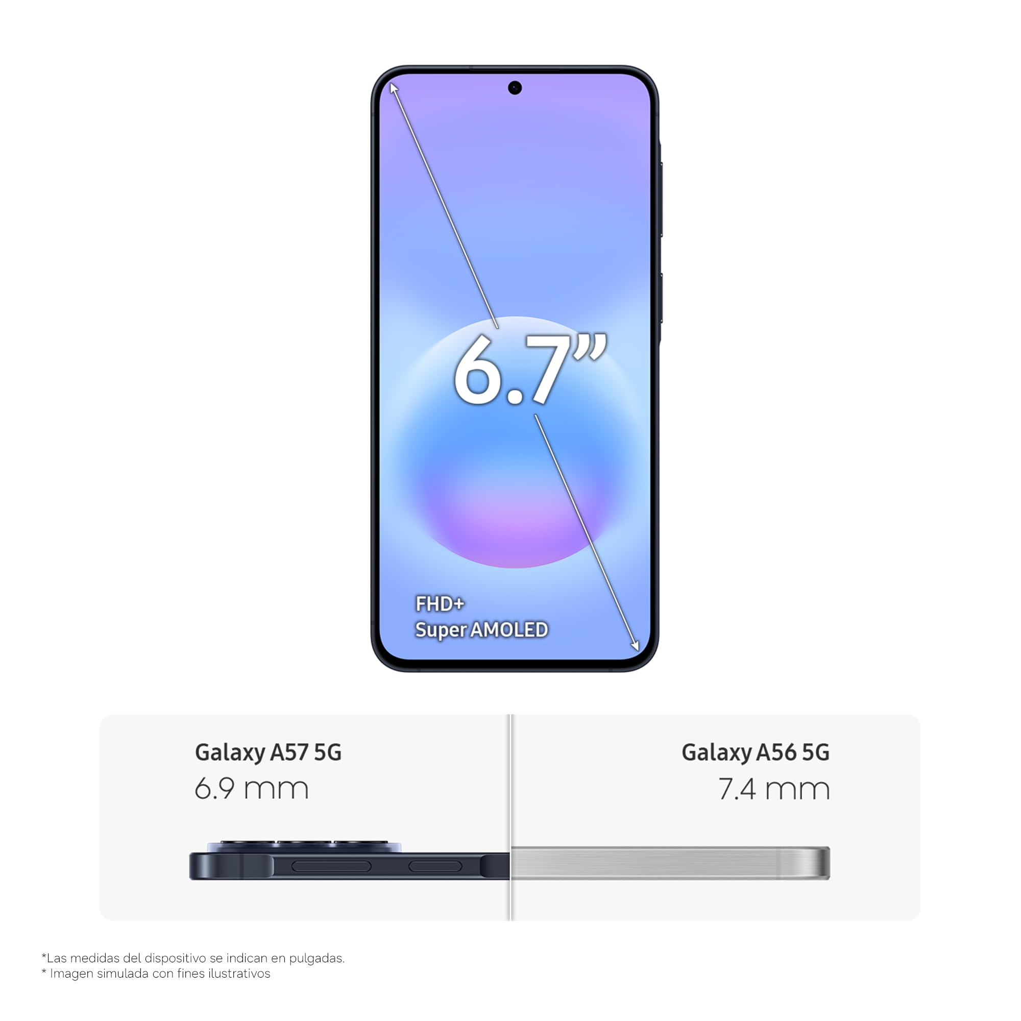 Samsung Galaxy A57 5G, 256GB, Móvil Fino con IA, 8GB, Gran Angular 50MP, Autonomía 2 Días, Batería 5000mAh, IP68, Garantía del Fabricante 3 Años + 1 Año Extra, Color Azul Oscuro (Versión Española)