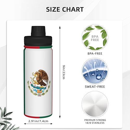 Miniatura 4 de Bandera de México - Hervidor aislado de acero inoxidable  Botella de agua divertida con impresión aislada  Ideal para deportes y viajes