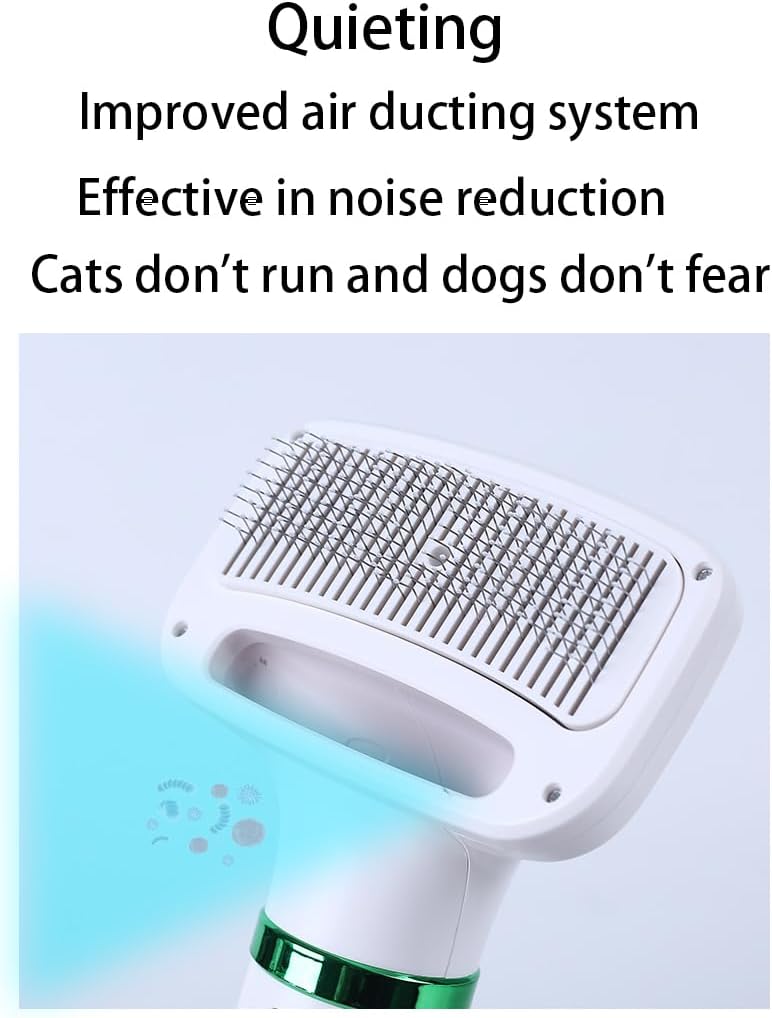 Pet Hair Dryer, 2-in-1 Convenient Dog Blower, 300W Pet Grooming Hair Dryer with Spike Rake Brush, Adjustable Temperature for Small/Medium Cats and Dogs