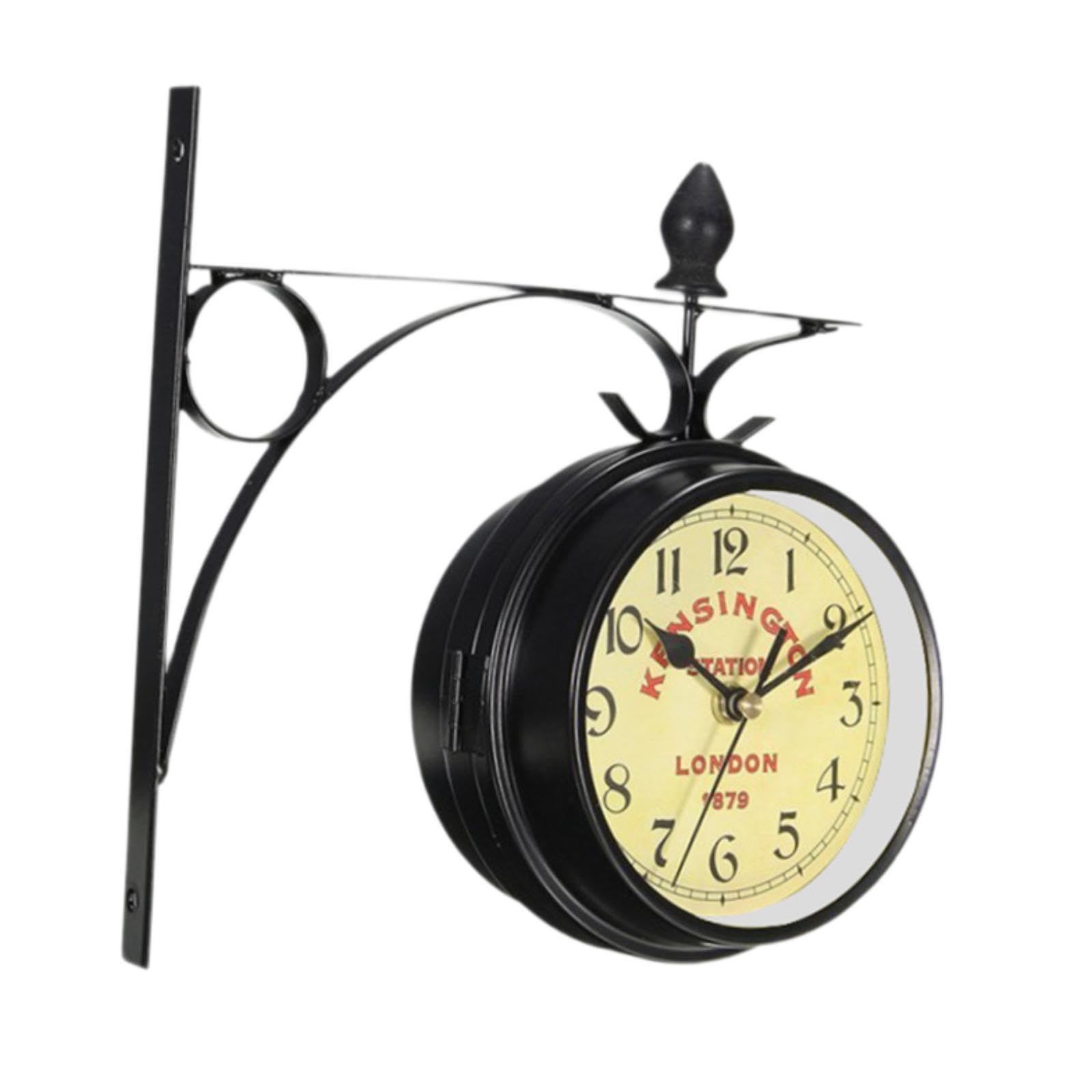 Double Faced Station Clock European Wall Clock for Patio Outdoor Garden-image-9
