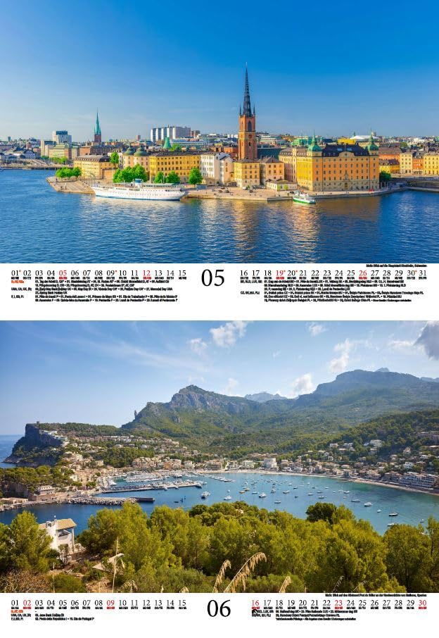 Travel Magic Europe DIN A4 Calendar for 2024 Holiday Beach Travel Europe City and Country Seelenzauber, multicoloured - Image 4