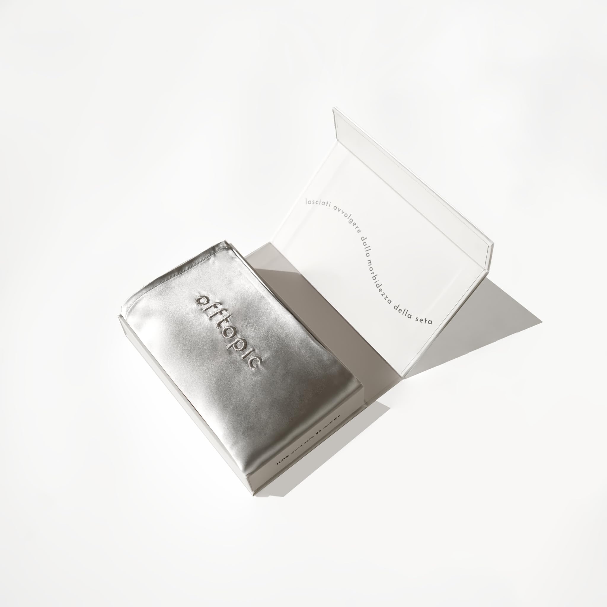 OFFTOPIC Federa 100% Seta Anticrespo e Antirughe, Federe in Seta 22 Momme Certificata OekoTex Antibatterica, Fodere Cuscini Letto Idea Regalo Perfetta, Chiusura Senza Zip 50x75 Grigia