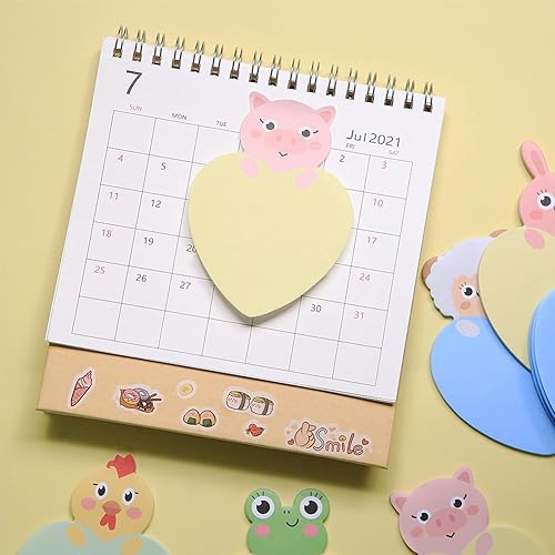 Miniatura 7 de Paquete de 24 notas adhesivas de animales lindos, 8 patrones de notas de mensaje de dibujos animados, pollo, ratón, tigre, cachorro, conejo,