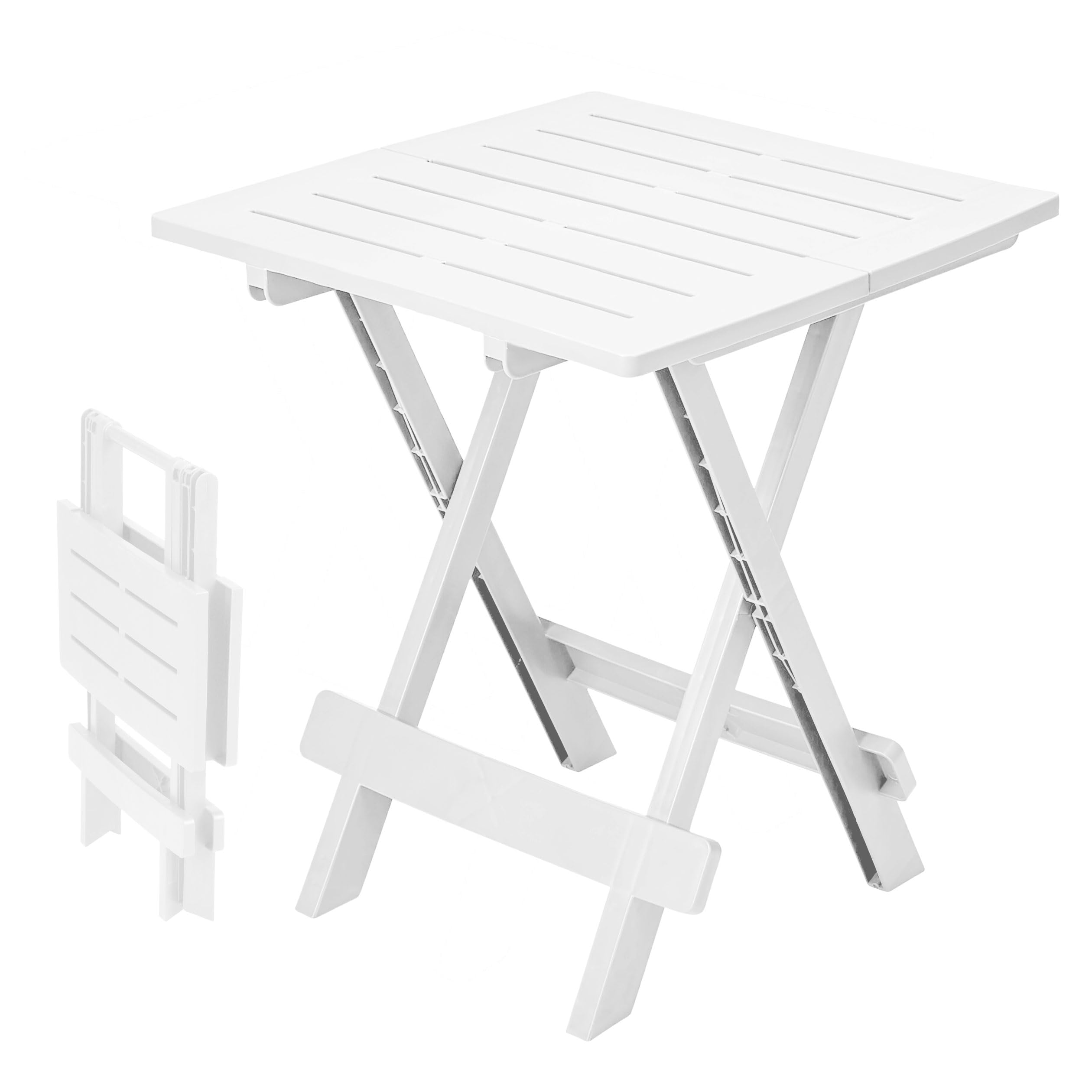 Spetebo Kunststoff Klapptisch Adige 45 x 43 cm - weiß - Garten Beistelltisch klappbar - Beistelltisch Campingtisch Teetisch Balkontisch Tisch klein