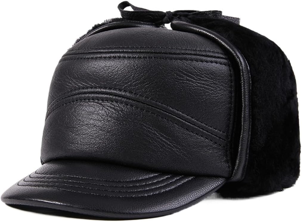 VIDI Lei Feng Hat Men's Winter Thickened Warm Outdoor Ear Protection Cotton Leather Hatat