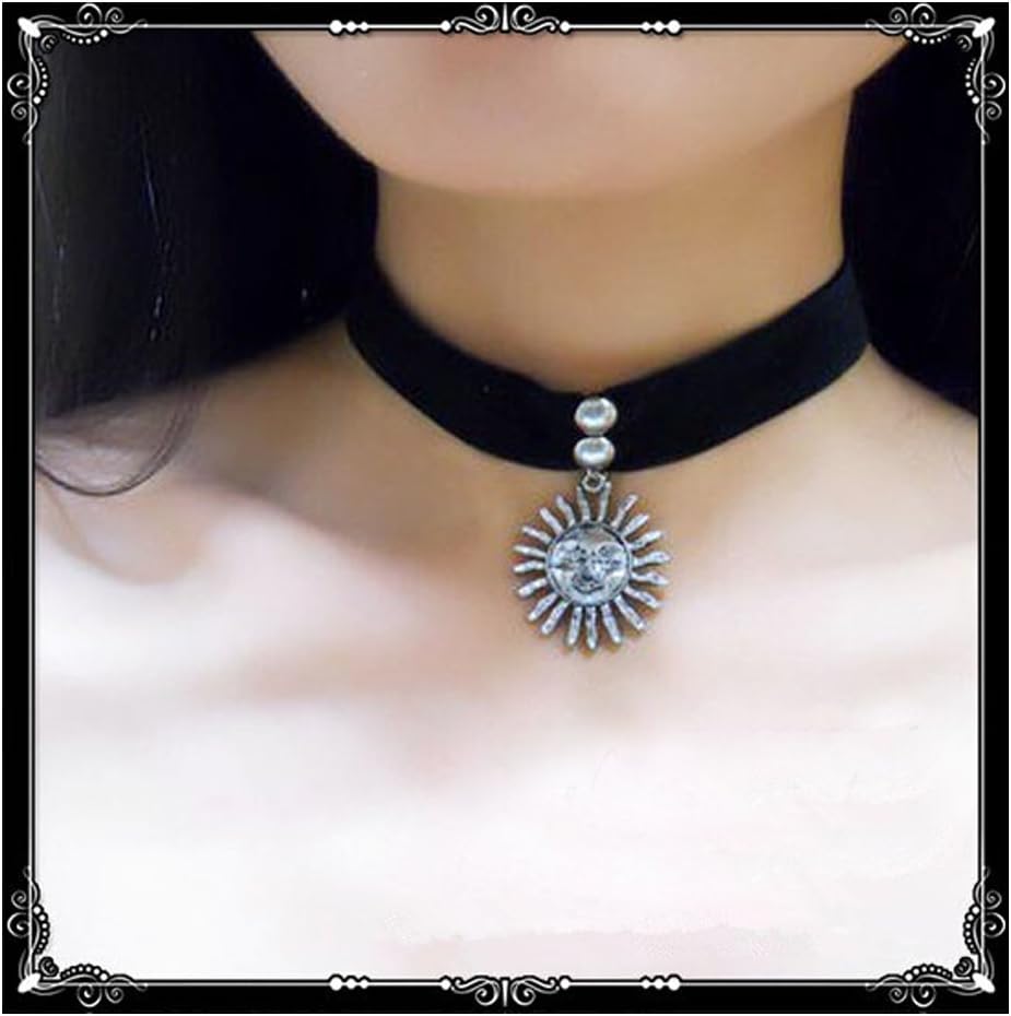 Harajuku Gothic sun pendant necklace collar Lace Choker Necklace - Image 5