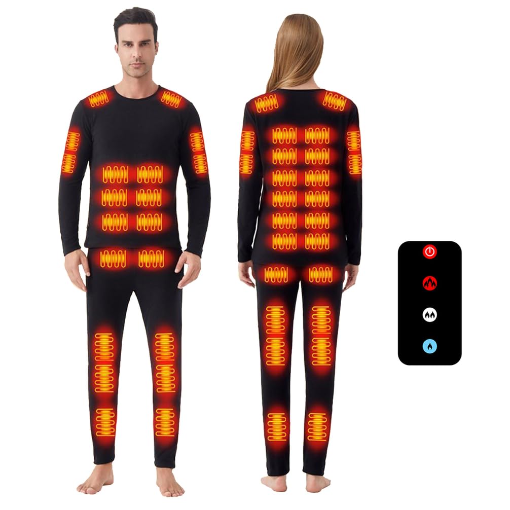 Beheizbares Unterwäsche-Set Mit Fernbedienung, Wärmendes Thermo-Oberteil Und Lange Unterhose Für Outdoor-Sport, Unisex