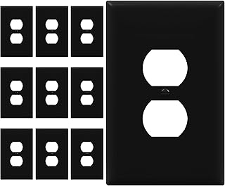 ENERLITES 10 Pack Oversized Duplex Outlet Covers, Jumbo Wall Plate, Black