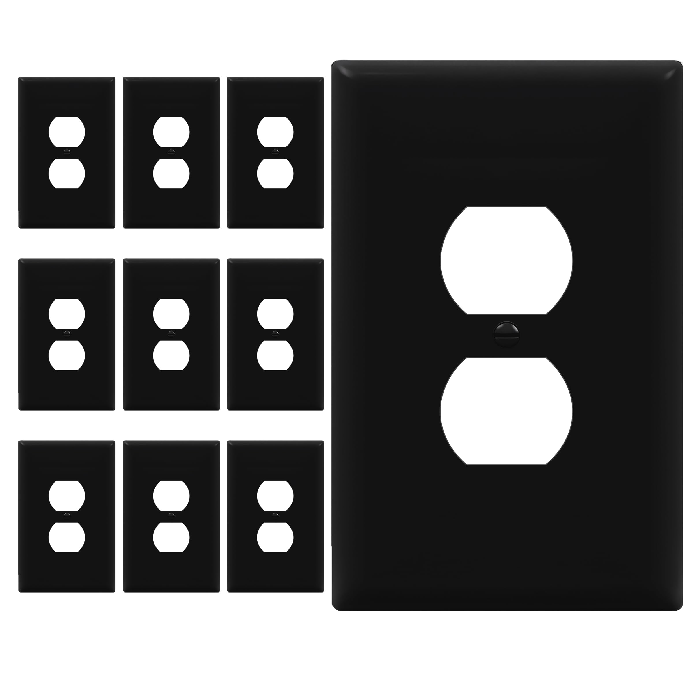 ENERLITES Duplex Receptacle Outlet Wall Plate, Jumbo Electrical Outlet Covers, Oversized 1-Gang 5.51" x 3.50", Polycarbonate Thermoplastic, 8821O-BK-