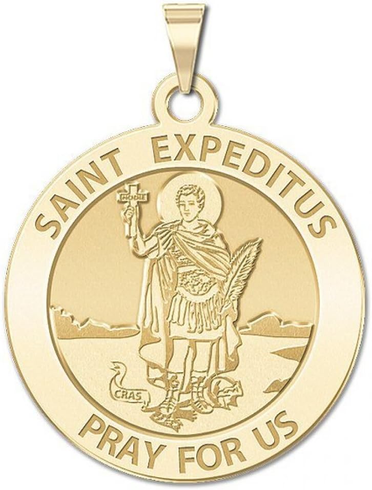 PicturesOnGold.com Saint Expeditus Round Religious Medal - 3/4 Inch Size of a Nickel - Sterling Silver - Image 2