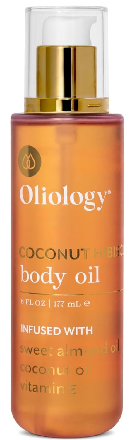Oliology Coconut Hibiscus Body Oil – Hydrating & Nourishing Formula with Coconut Oil, Sweet Almond Oil & Vitamin E | Lightweight & Fast-Absorbing | 6 (Fl Oz)