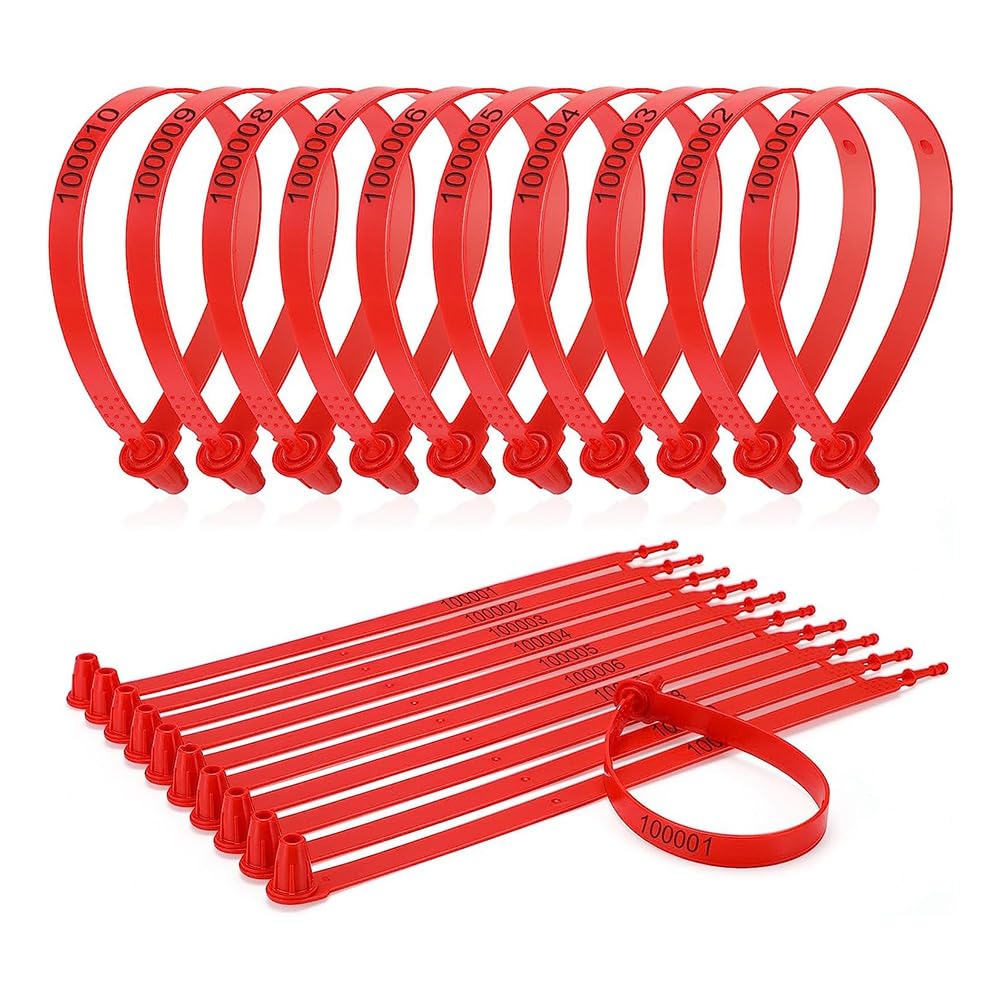 Tixqeaif Red 1000Pcs Plastic Truck Door Seal Security Seal Tamper Security Lock For Trailer Logistic Shipping Packaging Shipping