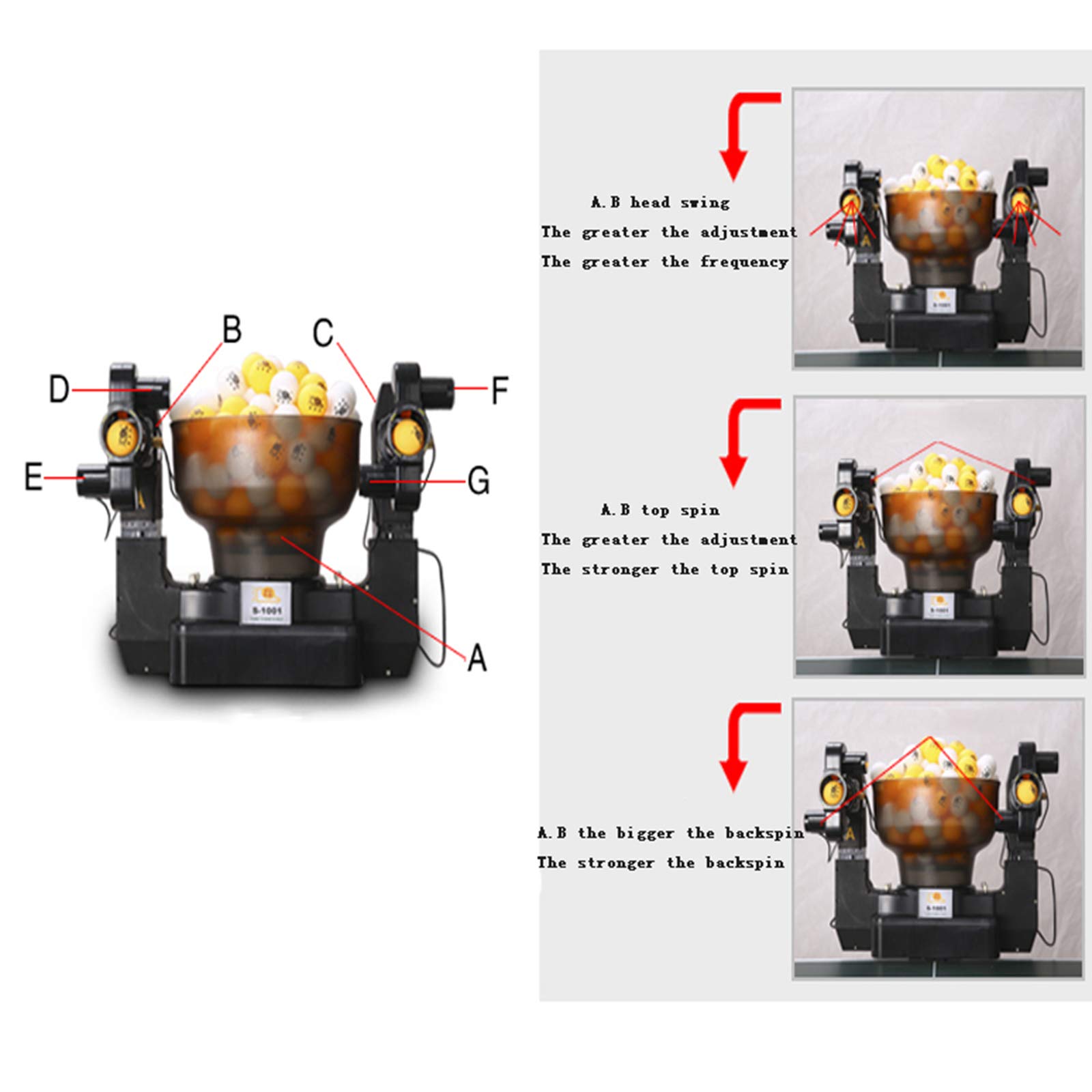 Robot treningowy do tenisa stołowego, automatyczna maszyna do tenisa stołowego, różne piłki spinningowe, podwójny robot z 2 wylotami piłki, pojedyncza / podwójna piłka dostępna z pilotem zdalnego sterowania