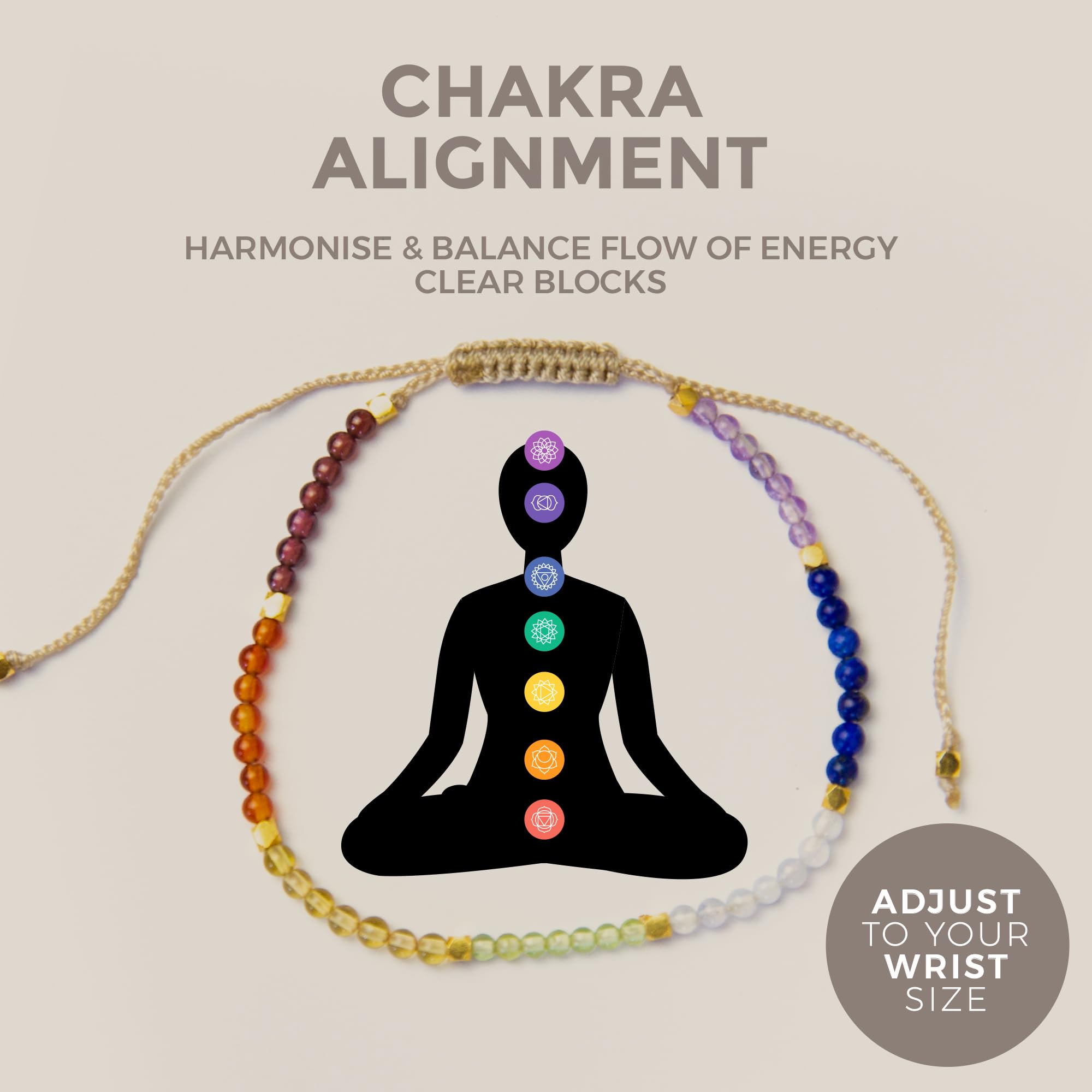 BALIPURA - Handcrafted 7 Chakras Healing Crystal Bracelets for Women - Elegant Beaded Bracelets - Perfect for Friendship and Healing - 2mm Small Beads