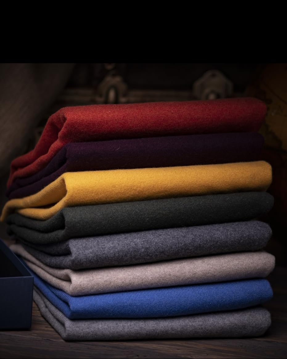 Jersey de Cuello Vuelto para Hombre, suéter de Invierno de Manga Larga, cálido, con 5% de Cachemira, 25% Lana, 30% Viscosa y 40% Poliamida