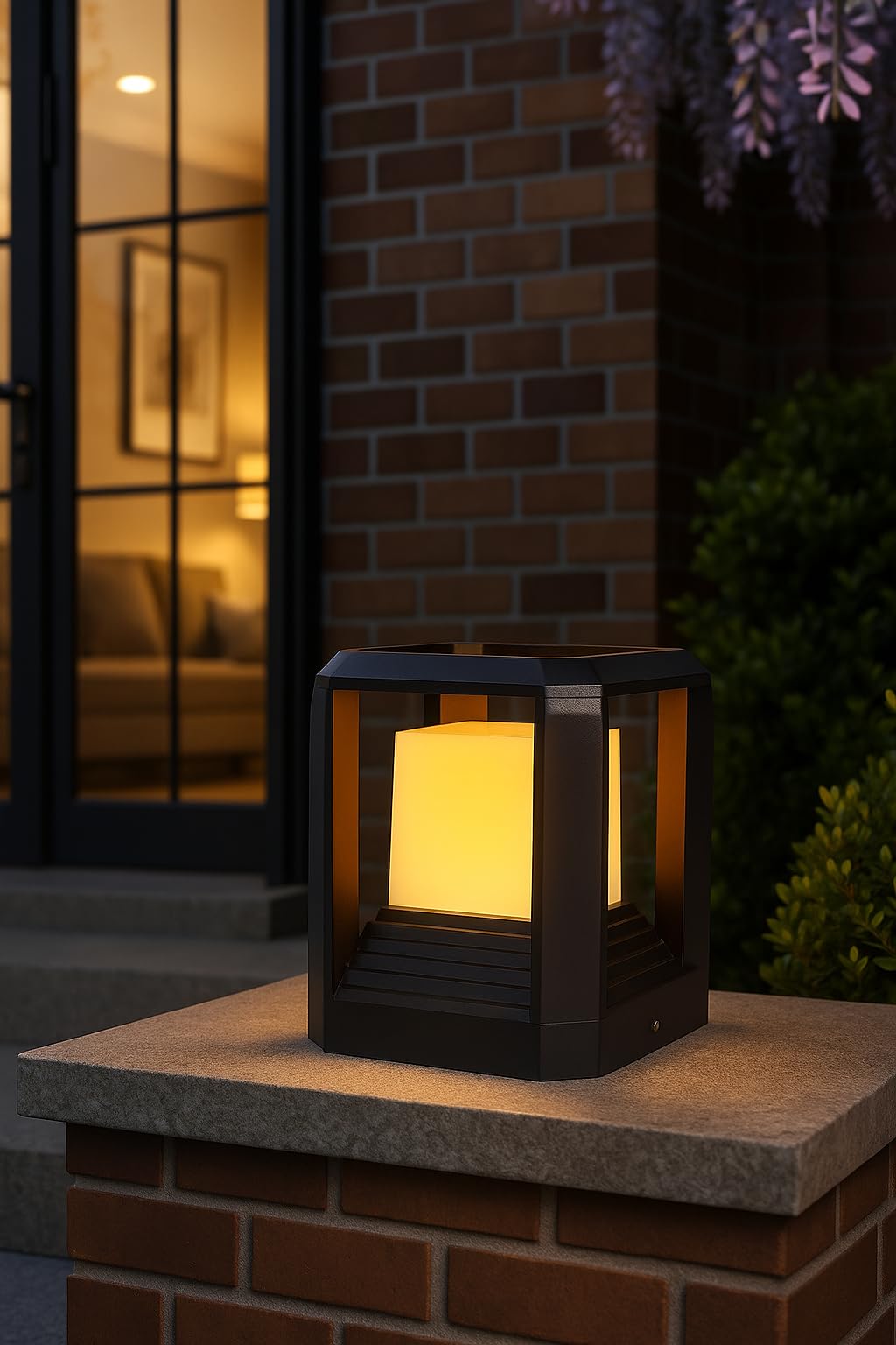 Weldecor Modern Outdoor LED Post Light, Outdoor 9W LED Pillar Light – Waterproof Cube Gate Lamp (Warm White)-image-5