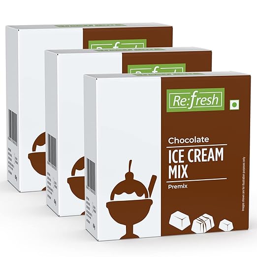 Refresh Chocolate Ice Cream Mix 240 GM (Pack of 3 * 80 Gm), Make Instant Soft, Smooth and Creamy Chocolate Flavour Ice Creams