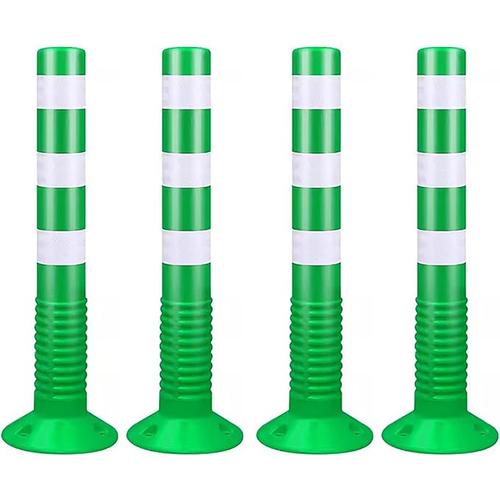 HCZKIUJY Parking Barrier Flexible Traffic Delineator Posts Safety Cones, Road Night Visual Bollard Pole (Green 4 pack)